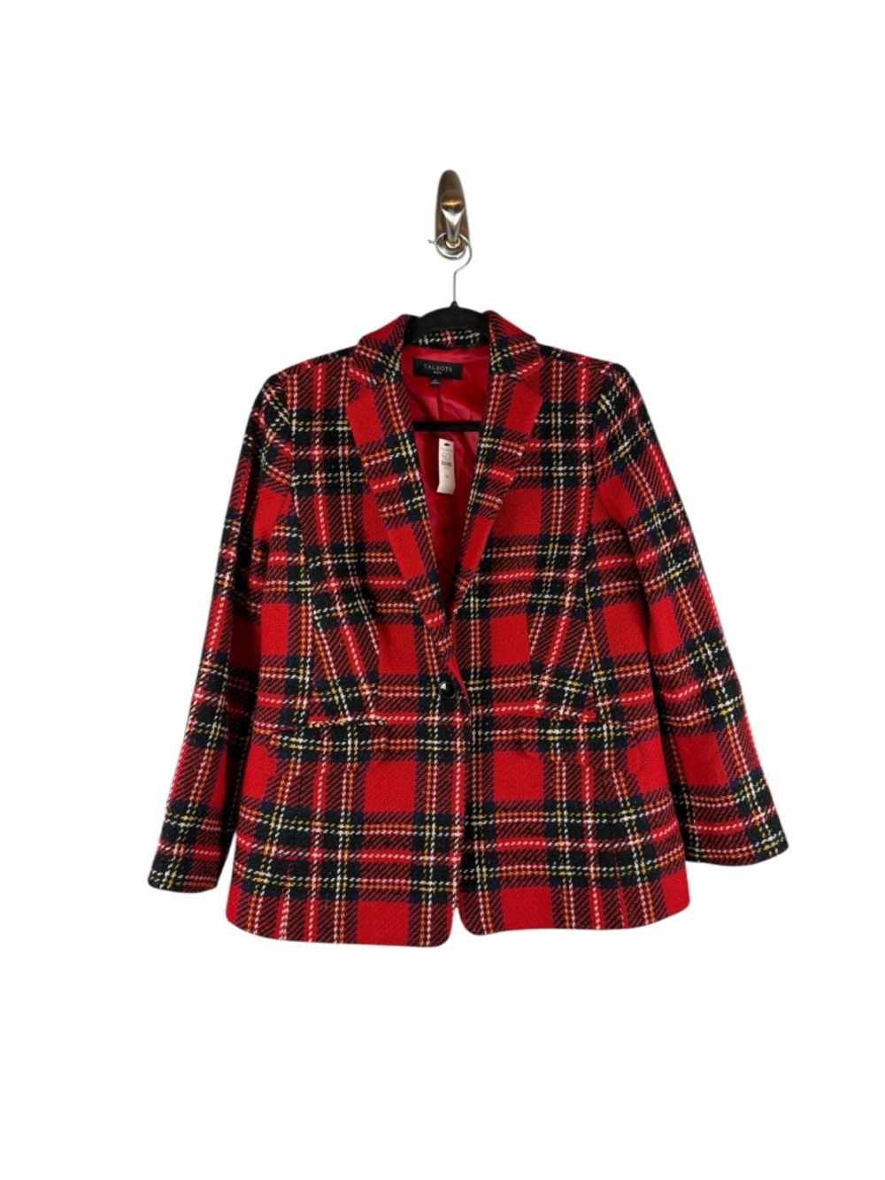 Talbots Petite Plaid Wool Blazer Jacket Red Tartan NWT Size 8P